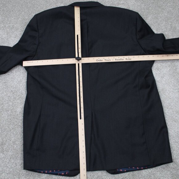 Samuelsohn Blazer Mens 44L Black Wool 2 Button Single Vent Sports Jacket Coat - Picture 11 of 13